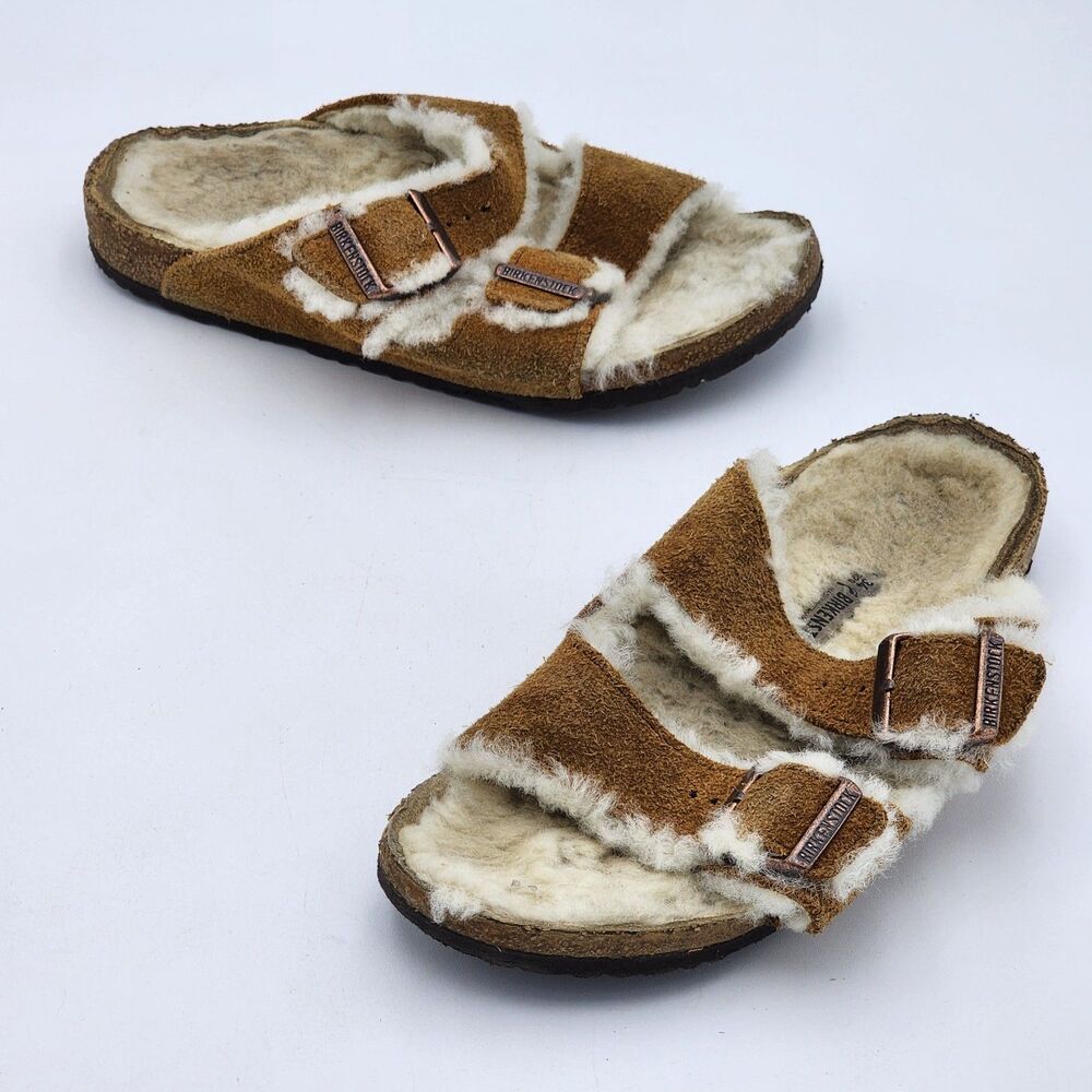 Birkenstock Kids Arizona Shearling Suede Sandals Big Kid's Size 34 EU 3-3.5 US